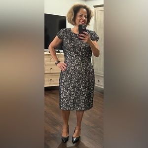 Talbots Black Beige Lace Cocktail Date Night Dress Size 16